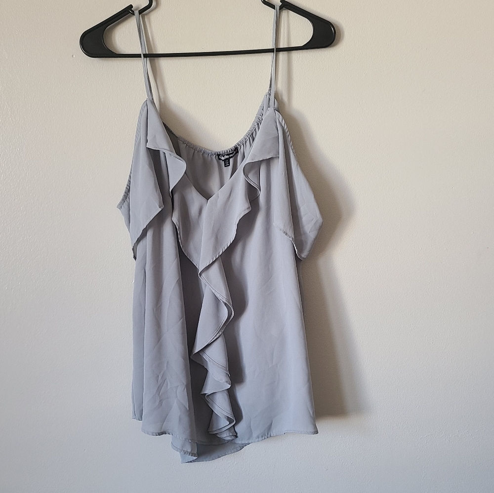 Charlotte Russe Grey off the shoulder top